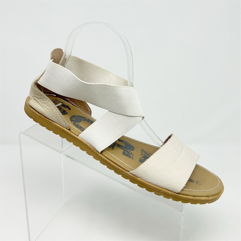Sorel Ella Womens Flat Sandals Ivory Crisscross Elastic Straps Slip On Size 11